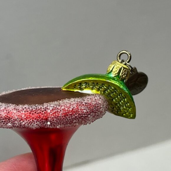 TWO Red Mini Christmas Margaretta Hand Blown Hanging Ornaments 2"x2" - Picture 4 of 12